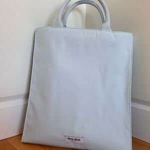 Miu Miu Pale Blue Structured Top-Handle Tote